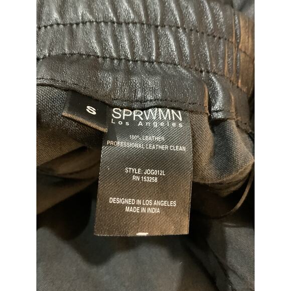 Sprwmn Slim Fit Black Leather Cuffed Jogger Size S - NWT - Picture 5 of 5